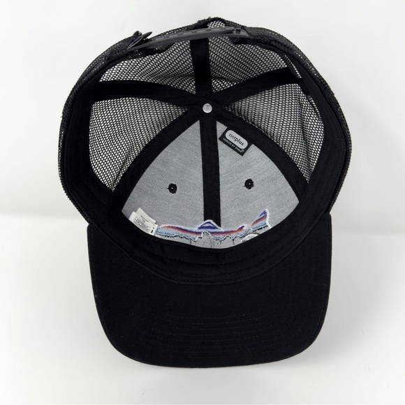 Patagonia Fitz Roy Trout Trucker Hat Black Embroidered Snapback Mesh - Picture 5 of 5